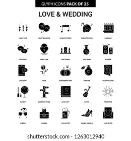 Love and Wedding Glyph Vector Icon set