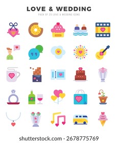 Amor y Boda Icon Pack 25 símbolos de Vector para el Diseño web.