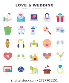 Conjunto de iconos de amor y Boda. Ilustración vectorial.
