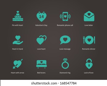 Love and wedding icons. Vector illustration.