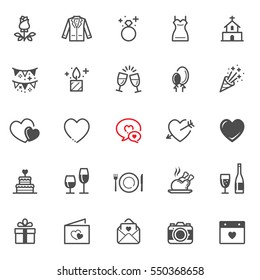 Love and Wedding icons with White Background