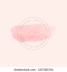 Love wedding invitation badge design vector