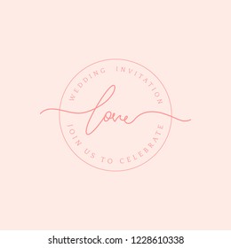 Love wedding invitation badge design vector