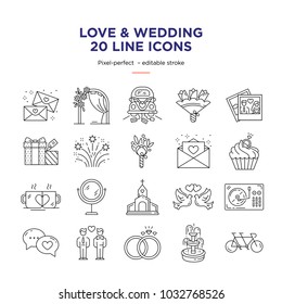 Love and Wedding Line Icons