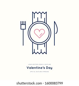 Love and wedding outline icon isolated on white, hand drawn vector illustration. Happy Valentine's Day. Concept for card, children print, social media post
