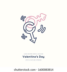 Love and wedding outline icon isolated on white, hand drawn vector illustration. Happy Valentine's Day. Concept for card, children print, social media post