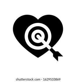 love and wedding related arrow in heart vector with solid design