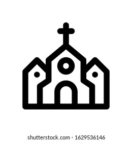love and wedding related church building vector in lineal style