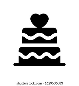 love and wedding related heart on cake vector with solid design