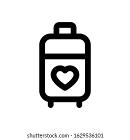 love and wedding related heart on luggage vector in lineal style