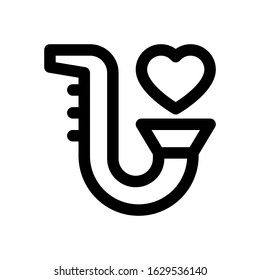 love and wedding related trumpet blowing out heart vector in lineal style