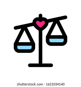 love and wedding related weight scale with heart vector with editable stroke