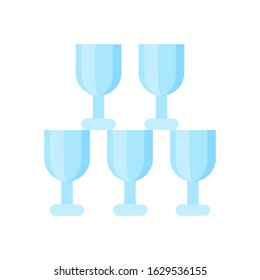 love and wedding related wine glasses vector in flat design