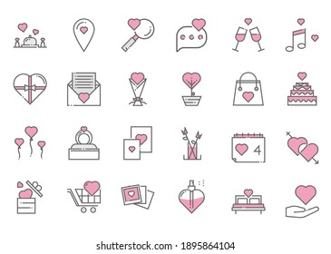 love, wedding and romance icons