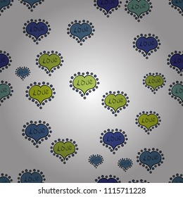 Love, wedding, Valentines day design. Seamless vector background with white, blue and black hearts.