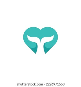 Love Whale Logo. Whale Icon. Fish Logo Vector
