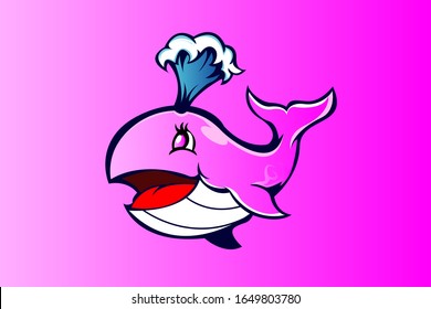 LOVE WHALE MASCOT LOGO VECTOR EPS