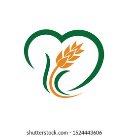 Love Wheat grain, Wheat Nutrition, Wheat rice agriculture logo Inspiration vector
