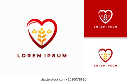 Love Wheat Logo Template Design vector illustration