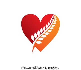 Love Wheat Logo Template, Icon, Symbol - Vector