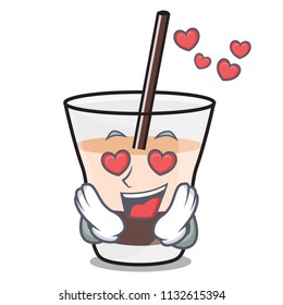 In love white russian mascot cartoon