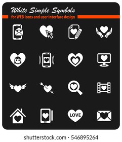 love white simple symbols for web icons and user interface design