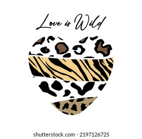 Patrón de corazón con piel animal, diseño de moda