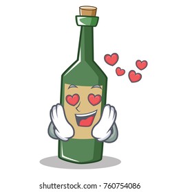 In love wine bottle character cartoon