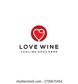 The love Wine grape logo design template vector illustration icon