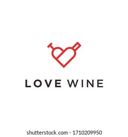 love wine logo design vector illustration on white background