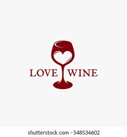 Love wine logo template design. Vector illustration.