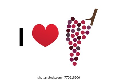 I love wine vector icon