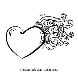 love wing with doodle draw
