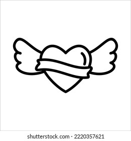 Love Wing, Heart Wing Icon Design Vector Template Illustration