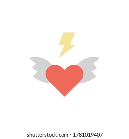 Love, wing icon. Simple color vector elements of rock n roll icons for ui and ux, website or mobile application