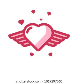 love with wing valentine outline icon