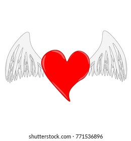 Love With Wing Vector Isolated In White Background
