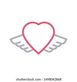 love wings colour line vector icon