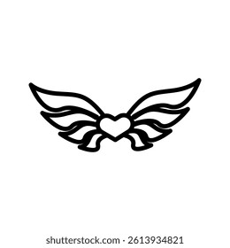 Love wings icon on white background