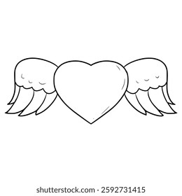 love wings illustration hand drawn outline vector