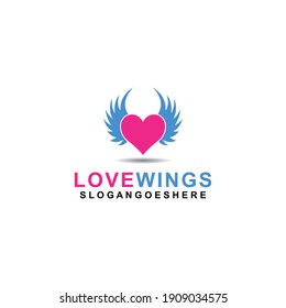 Love wings Logo Template design vector