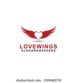 Love wings Logo Template design vector