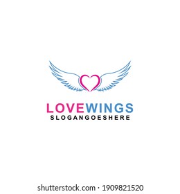 Love wings Logo Template design vector