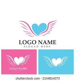 Love wings Logo Template design vector