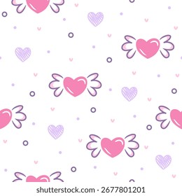 Amor con alas de Vector sin costuras para la impresión en la materia textil, envoltura, telón de fondo y otros usos.