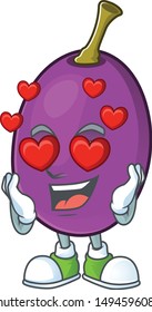 In love winne fruit cute mascot cartoon style