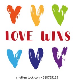 Love wins. Hand drawn background for your design.
