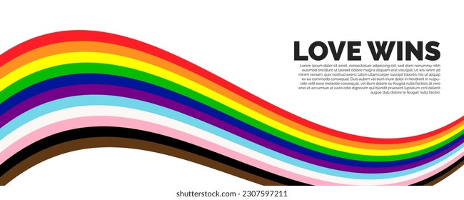 Die Liebe gewinnt das glückliche Monatsbanner. Pride-Banner mit LGBTQ+-Hintergrund