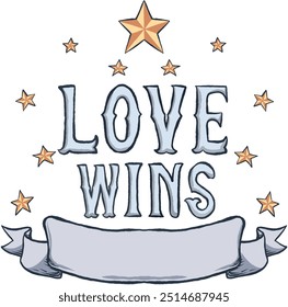 Love wins icon text logo illustration