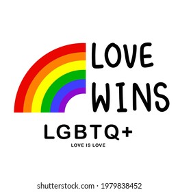 Love wins LGBTQ+ Rainbow ,designs isolated on white background, Vector illustration EPS 10